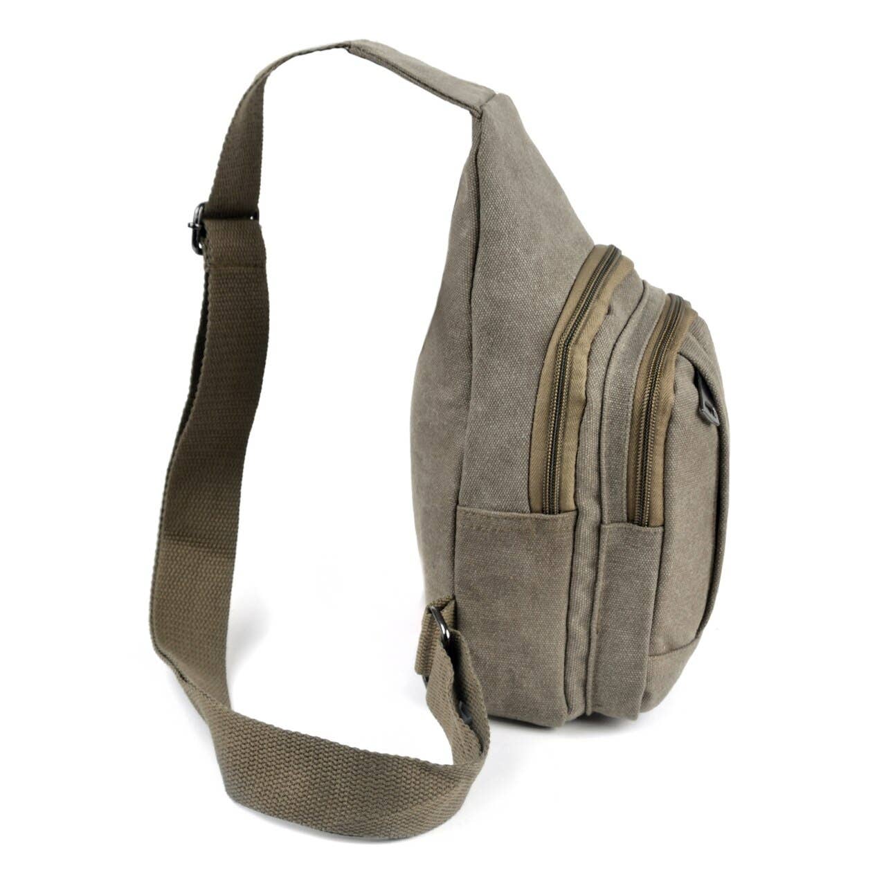 Olive Crossbody Canvas Sling Bag Backpack