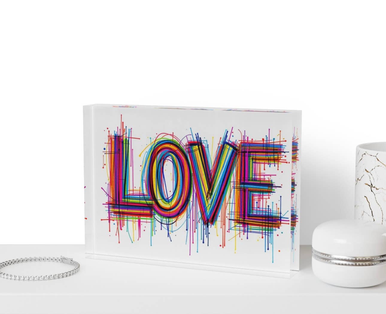 Love Crystal Block  Paperweight Table Decor  