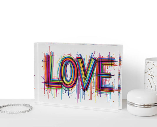 Love Crystal Block  Paperweight Table Decor  