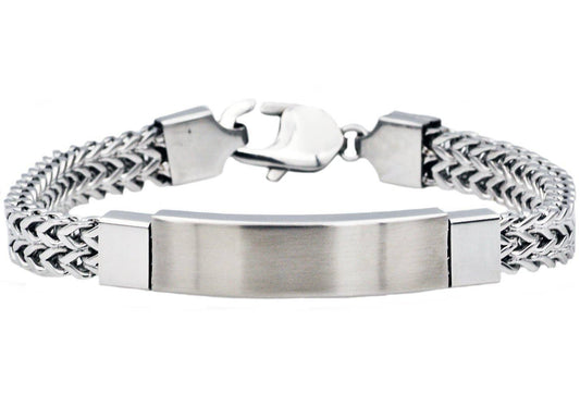 Men's Double Franco Link Stainless Steel ID-Engravable Bracelet
