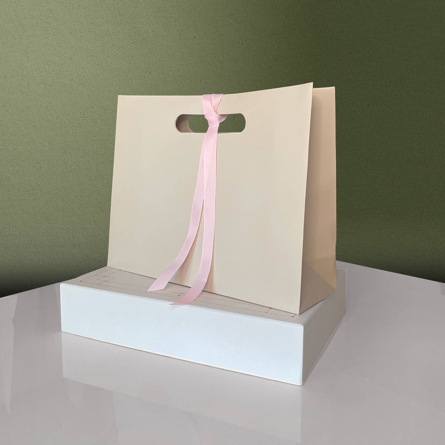 Soft Light Beige Cutout Handle Gift Bag