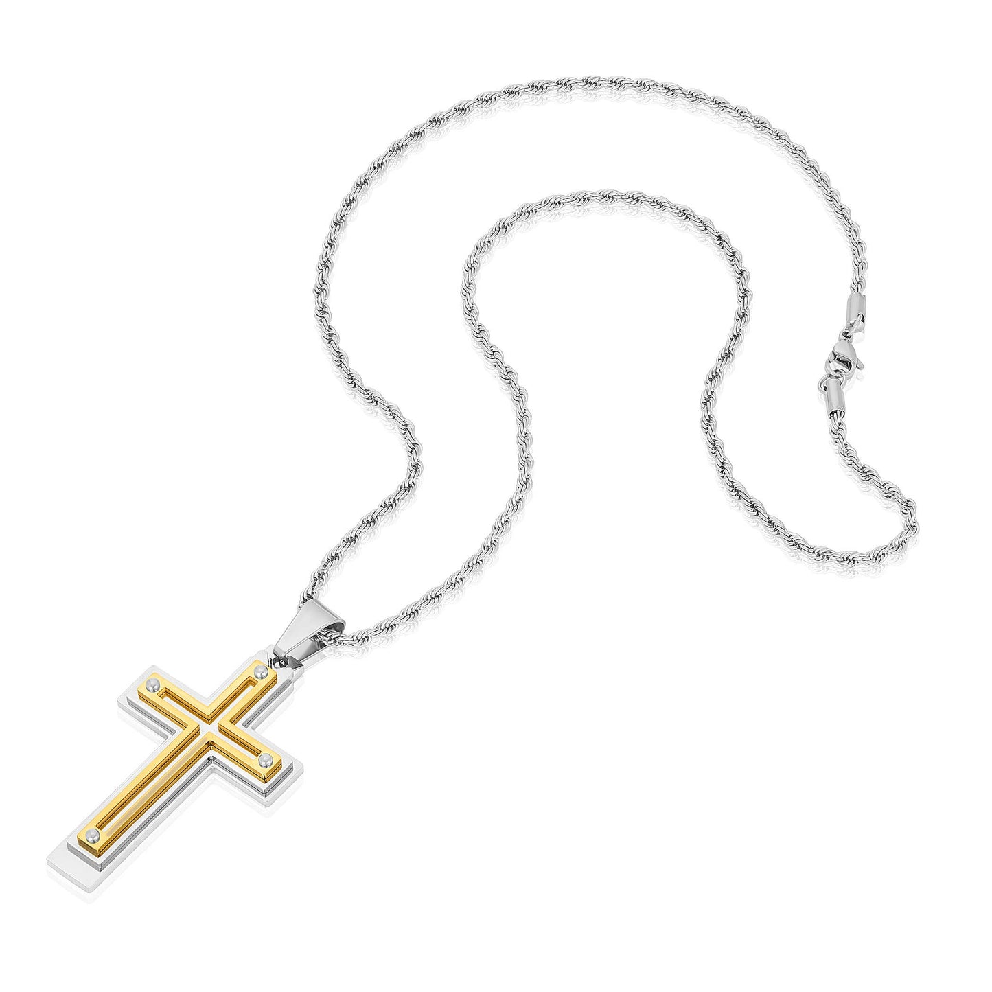 Invicta Jewelry Multi Layer Two Tone Cross Necklace - 24"
