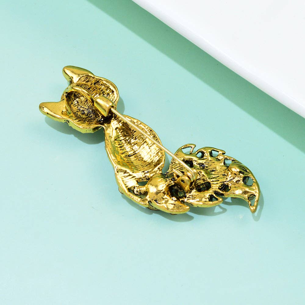 Fox Rhinestone Brooch