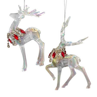 Transparent Deer With Red & Clear Gems Necklace