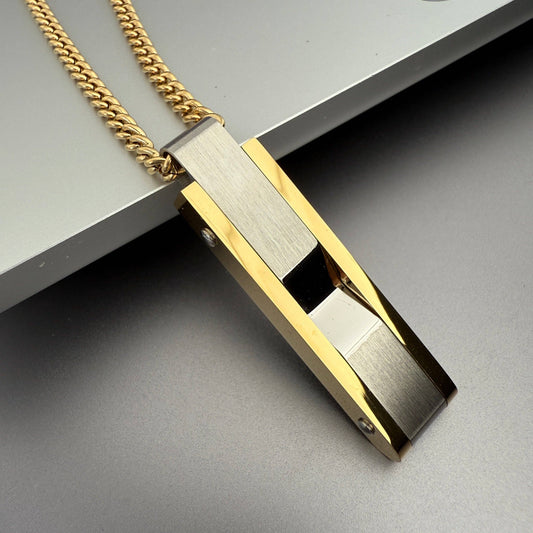 Gold-coated Bar Pendant Necklace
