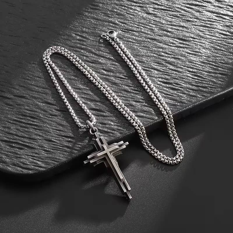 Modern Layered Cross Pendant