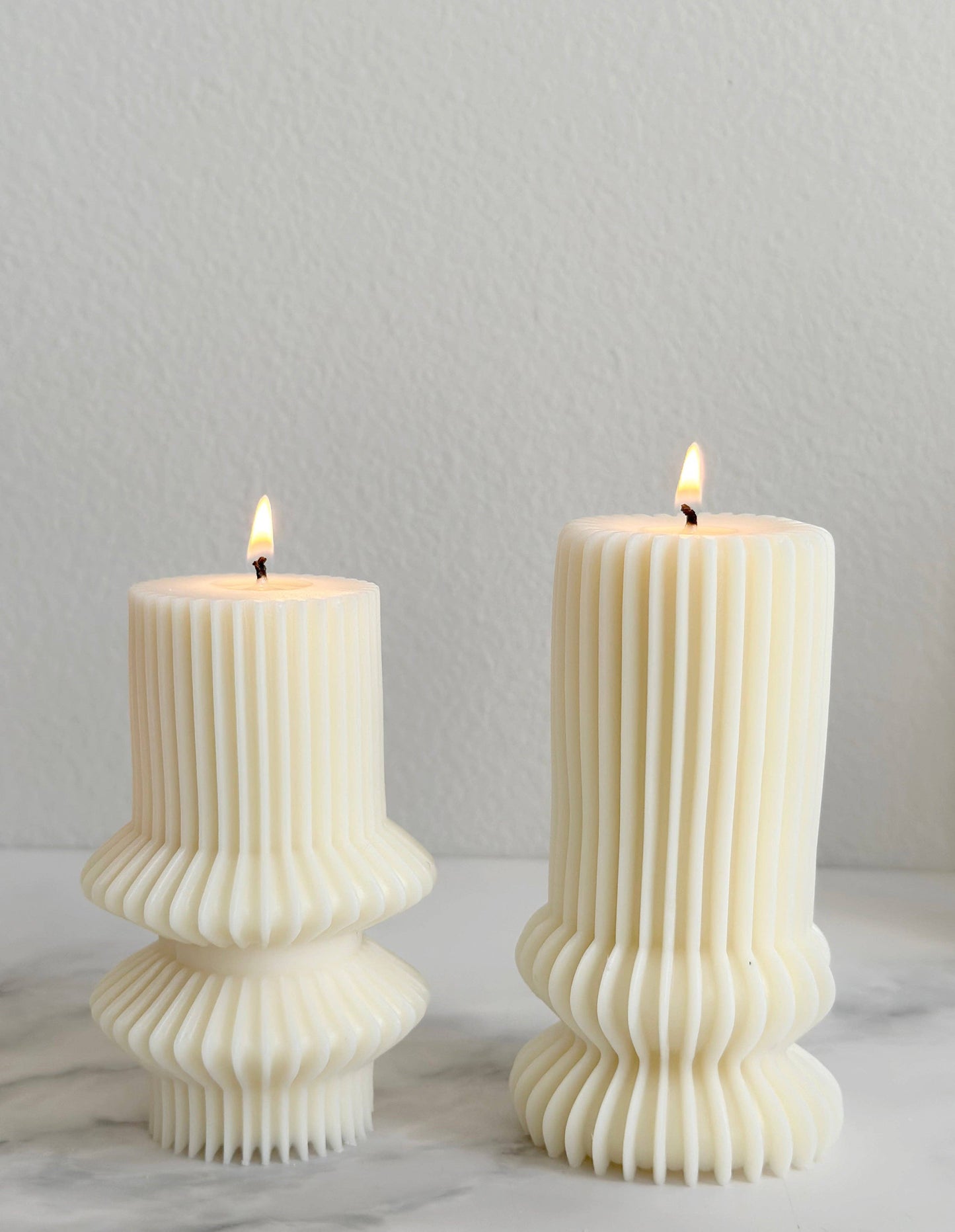 Striped Aesthetic Pillar Candle: Medium   - Clearance