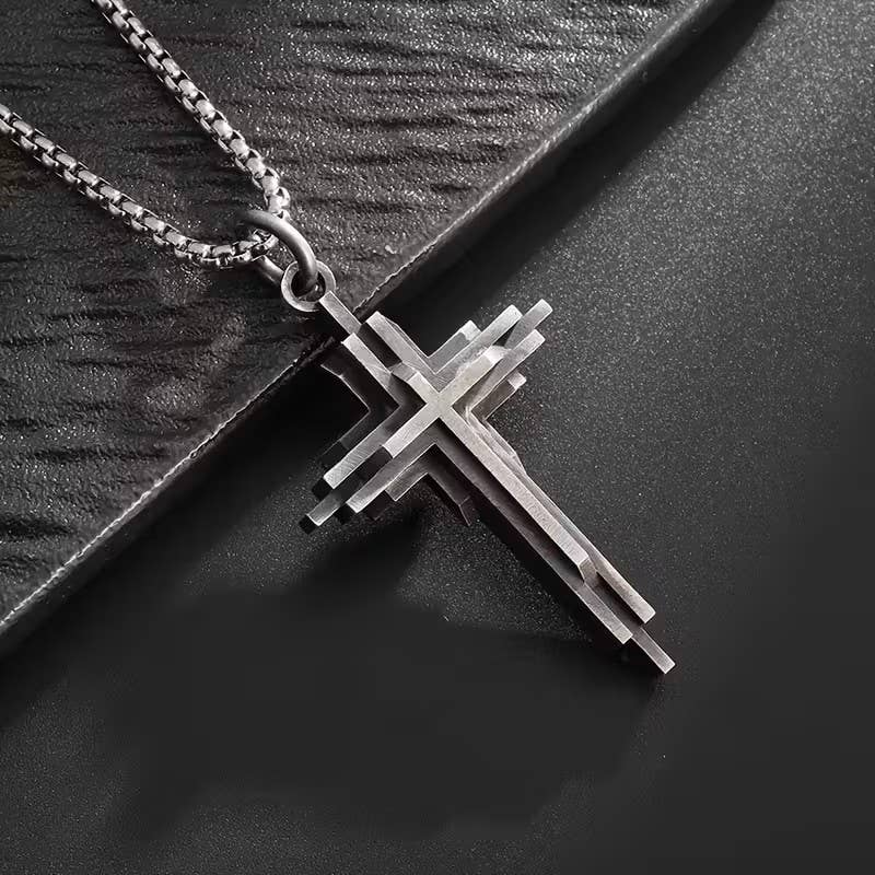 Modern Layered Cross Pendant