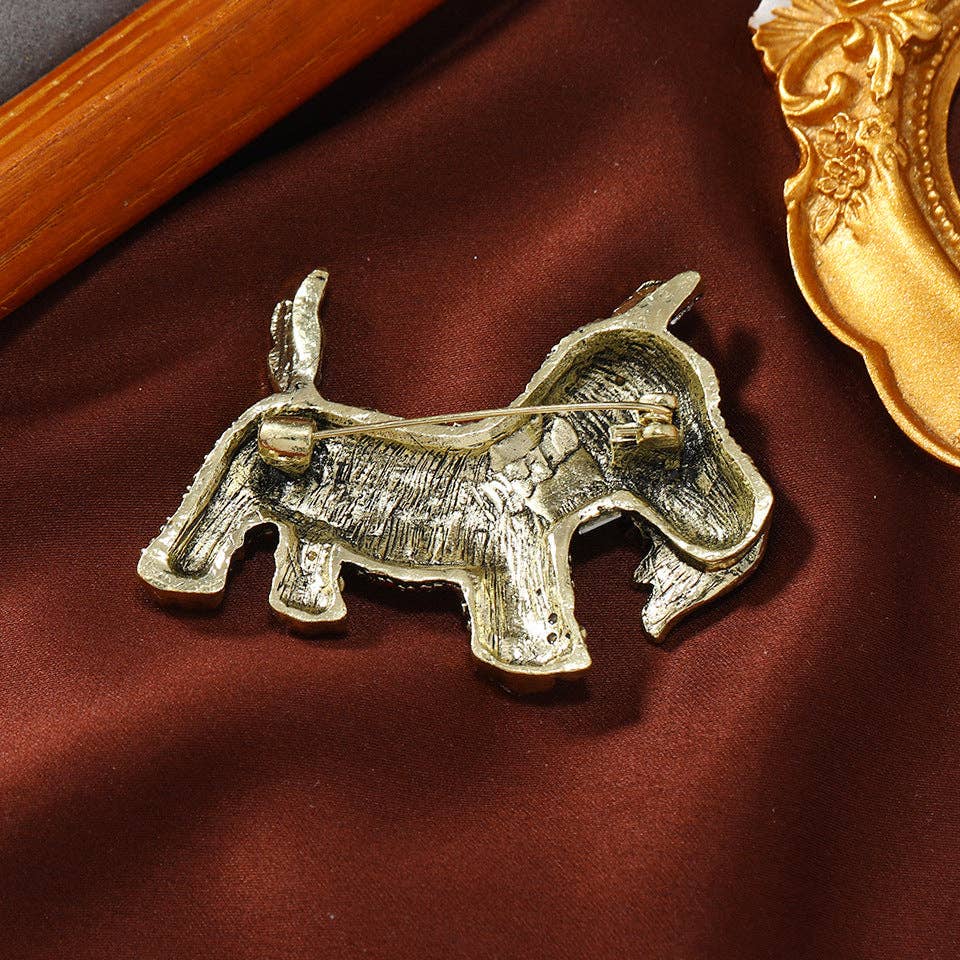 Dog Alloy Rhinestone Brooch