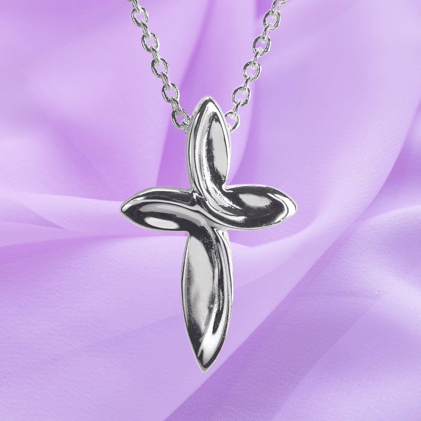 Silver Plated Mini Mobius Cross Necklace Sale