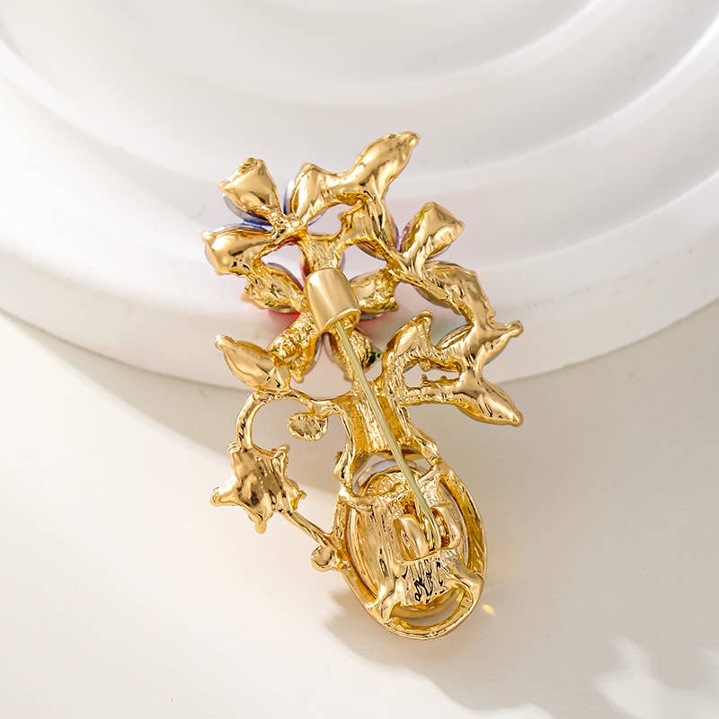Floral Rhinestone Pin