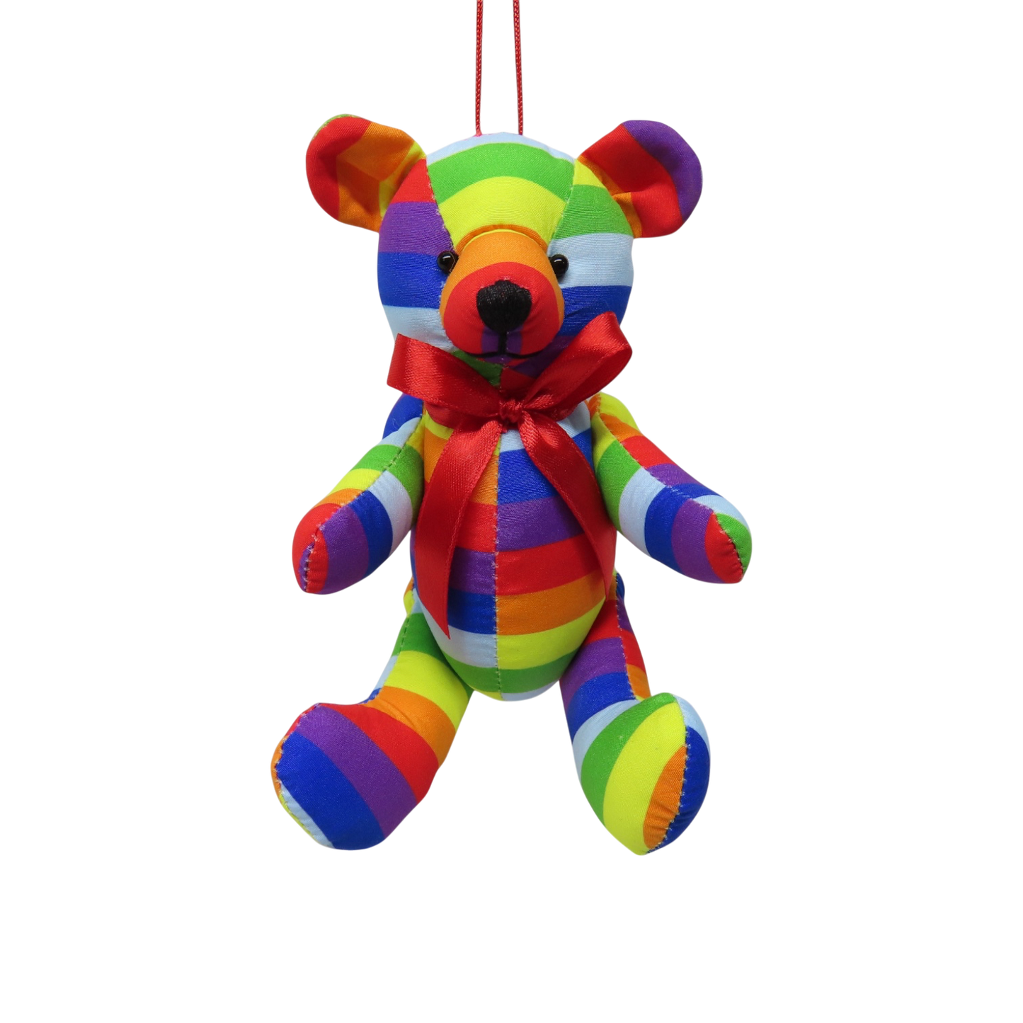 Rainbow Fabric Bear Ornament