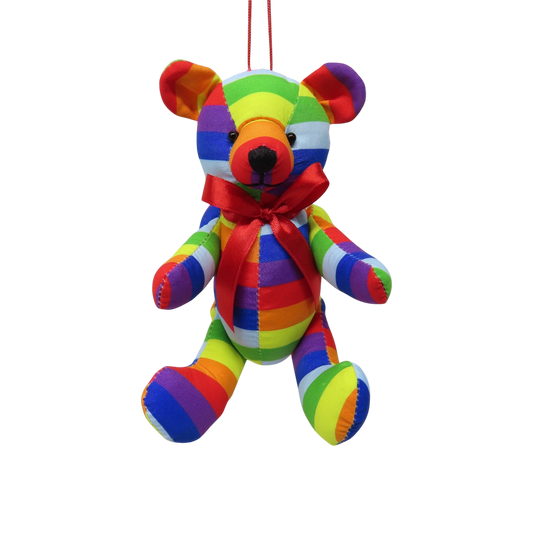 Rainbow Fabric Bear Ornament