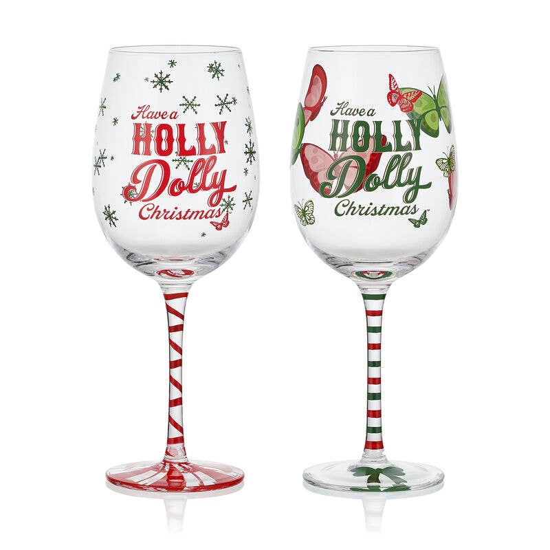 Dolly Parton Holly Dolly Wine Glasses S/2 Giftbox