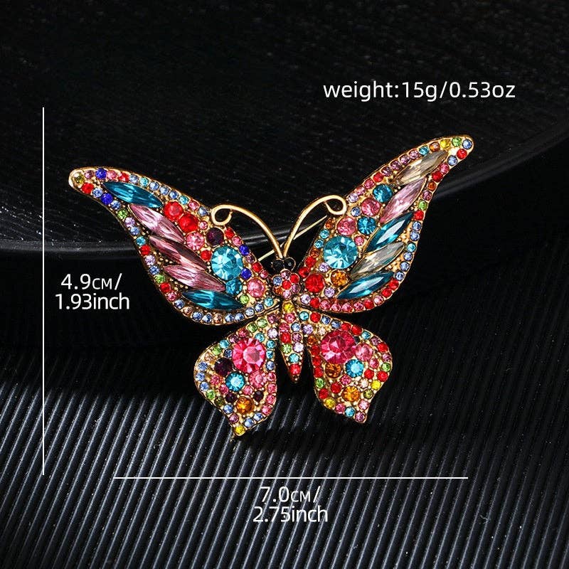 Small Style Butterfly Rhinestone Brooch Pin