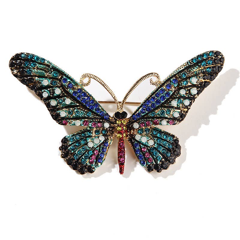 Alloy Rhinestone Butterflay Brooch