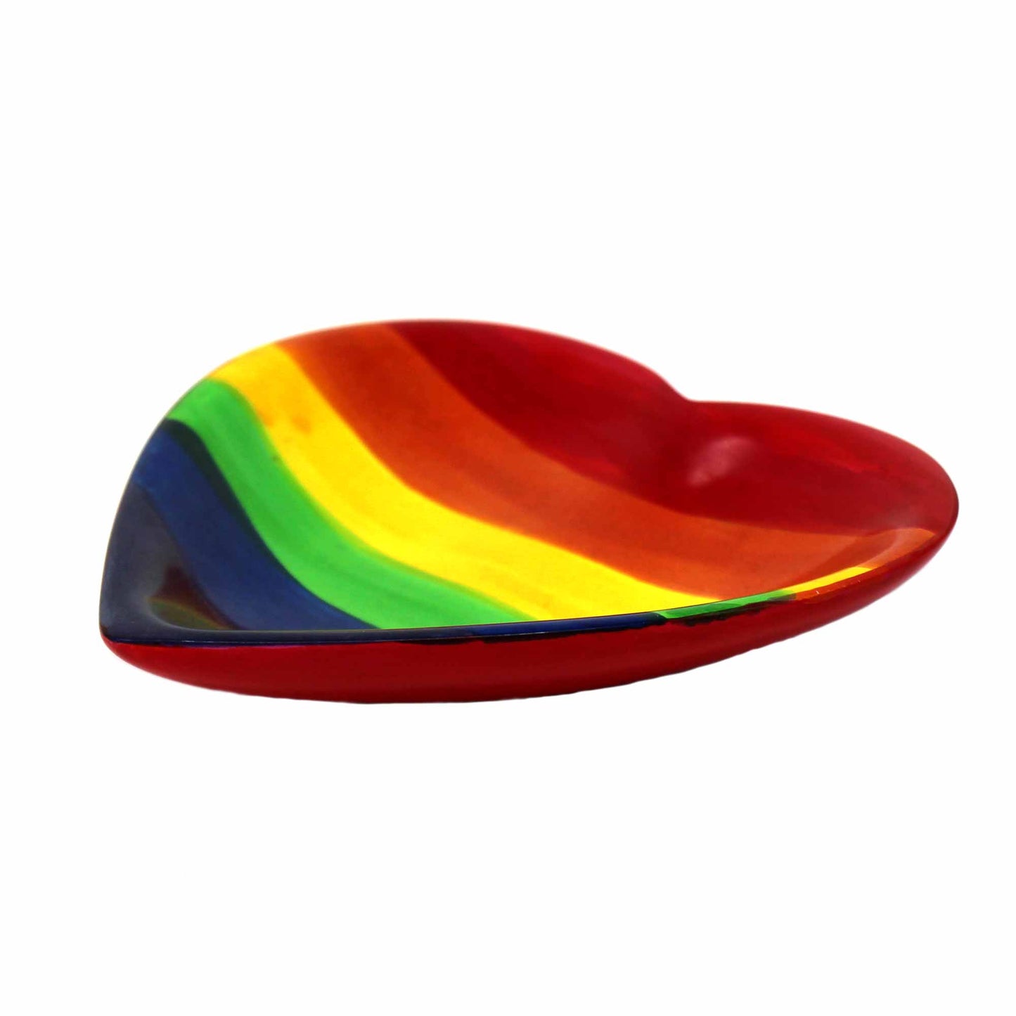 Rainbow Soapstone Heart Trinket Bowl - Medium