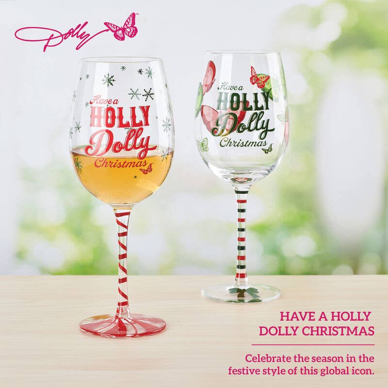 Dolly Parton Holly Dolly Wine Glasses S/2 Giftbox