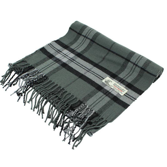 Grey Plaid Cashmere Feel Scarf
