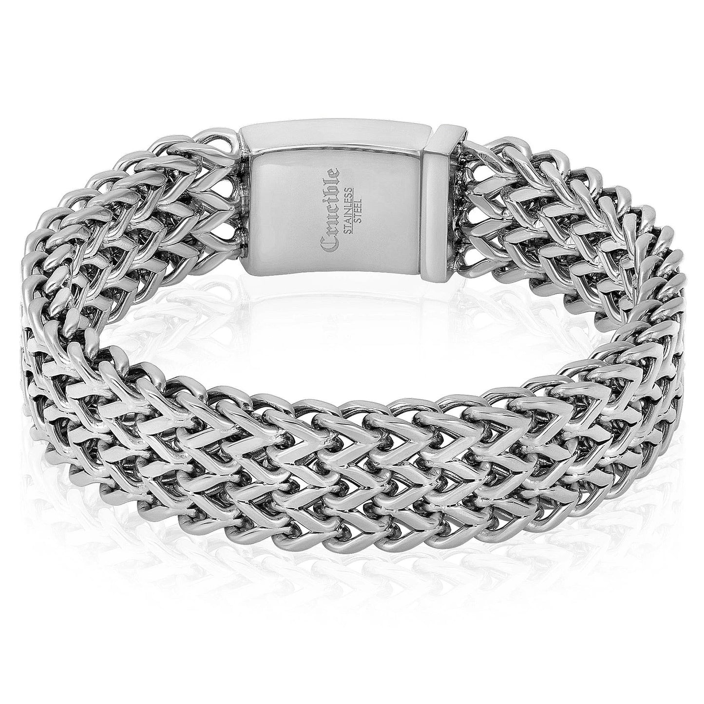 Crucible Three Row Franco Stainless Steel Bracelet (18mm)