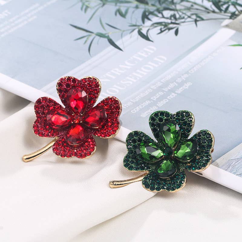 Clover Rhinestone Pin