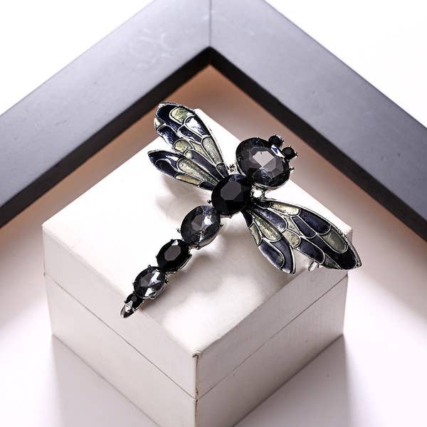 Alloy Rhinestone Dragonfly Brooch