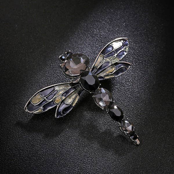 Alloy Rhinestone Dragonfly Brooch