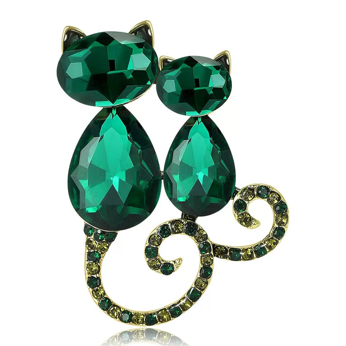 Cat Alloy Rhinestone Brooch