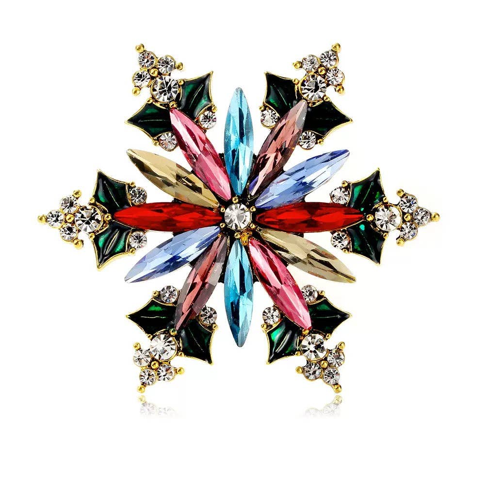 Snowflake Alloy Rhinestone Brooch