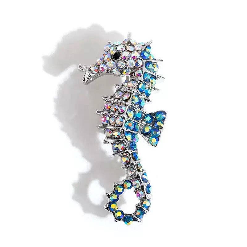 Seahorse Rhinestone Brooch