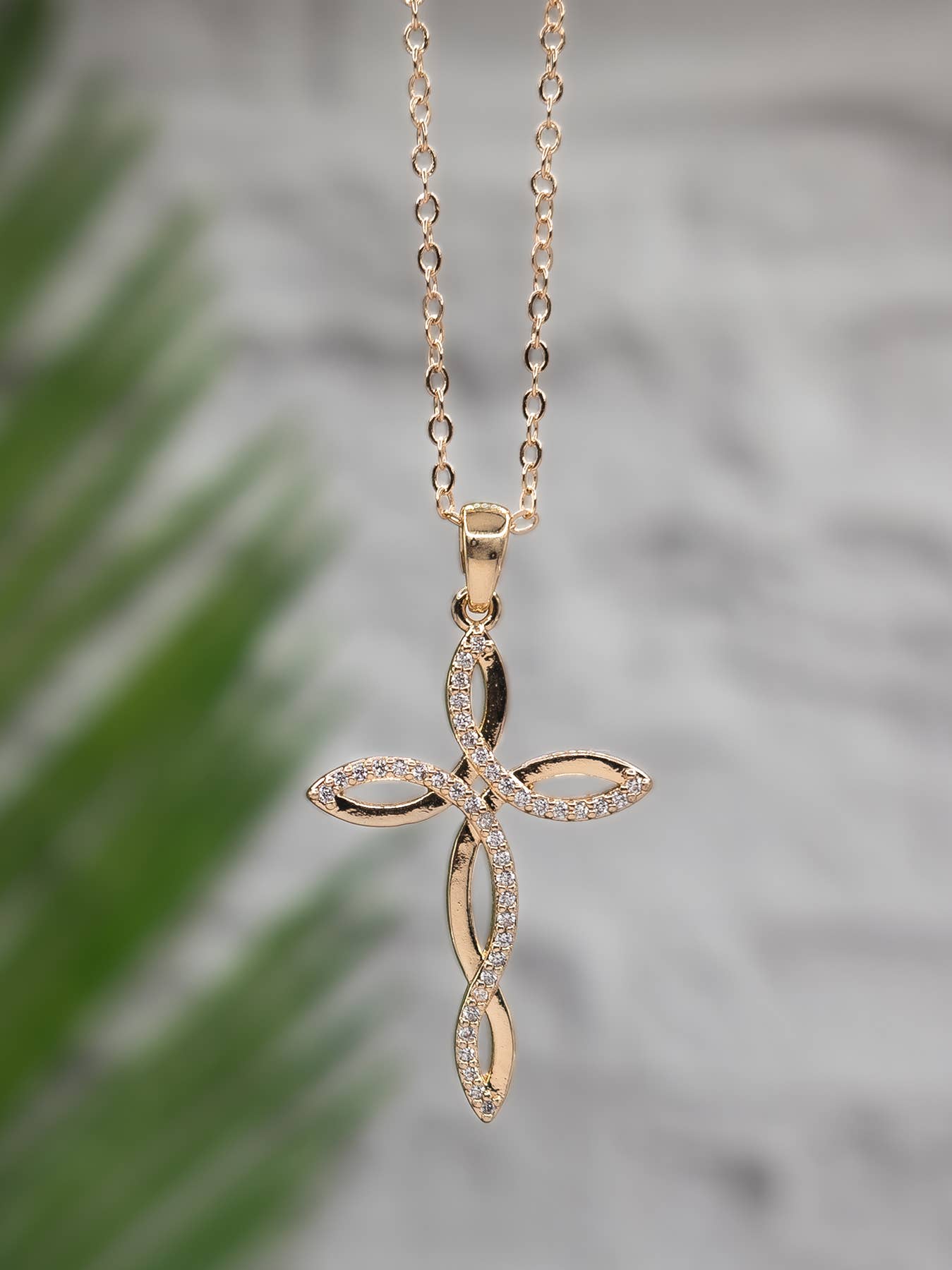 Gold Loop Cross Necklace