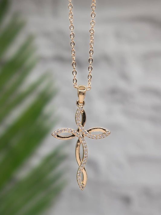 Gold Loop Cross Necklace