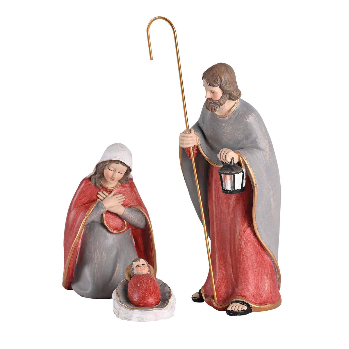 Nativity Holy Family Lantern Staff 7" tall