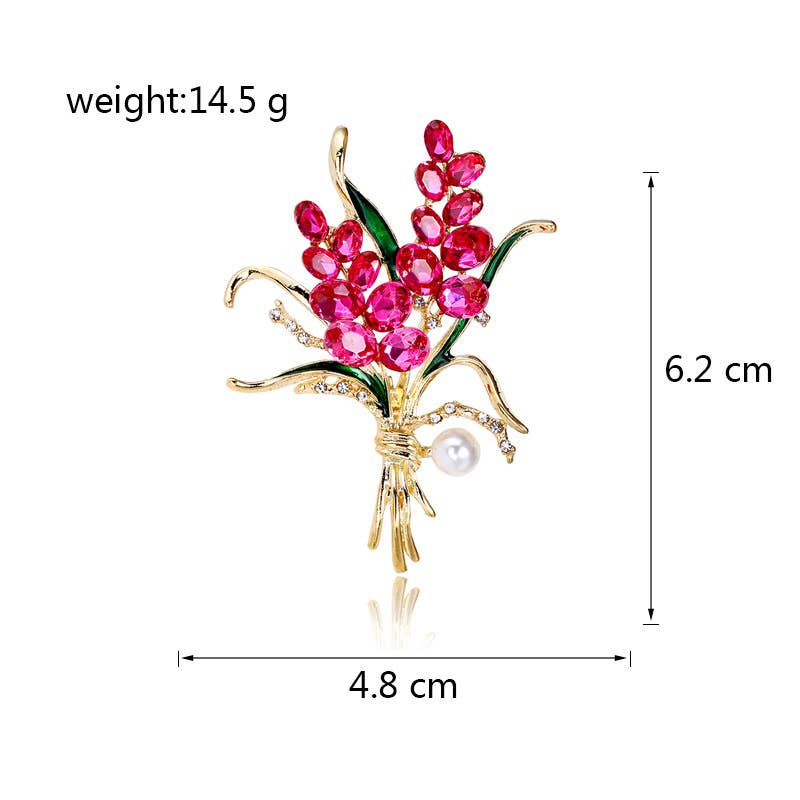 Wheat Ear Rhinestone Flower Brooch Pin