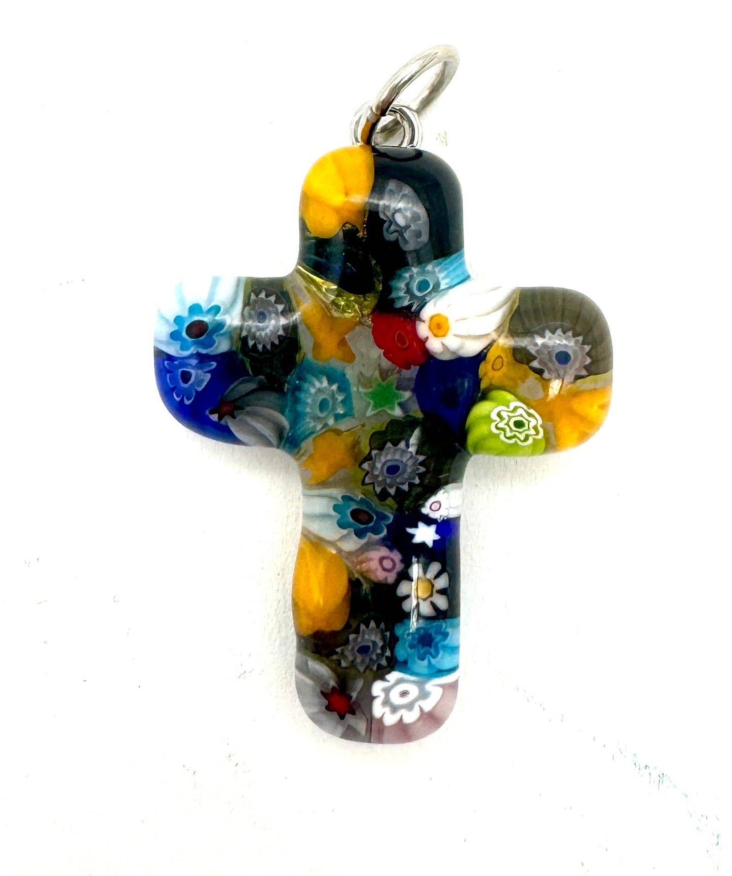 Millefiori Murano Glass Cross Pendant