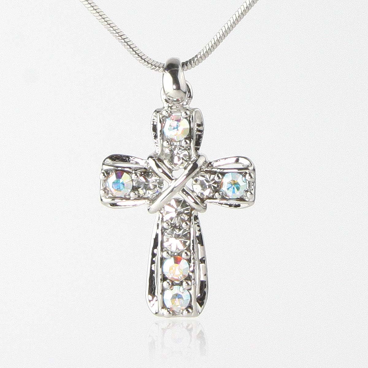Clear Crystals Cross Necklace