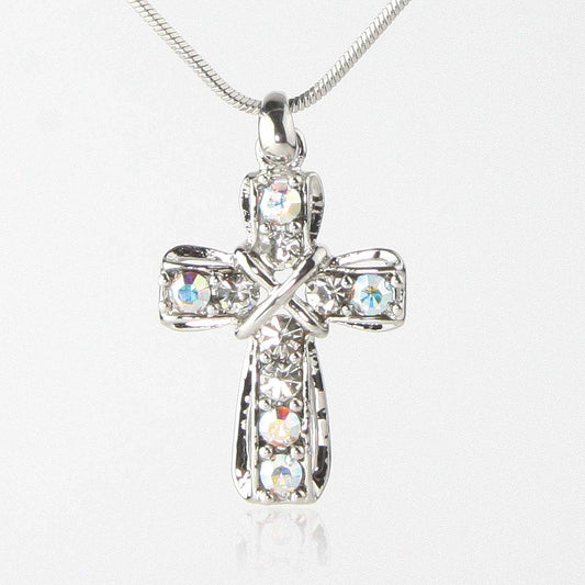 Clear Crystals Cross Necklace