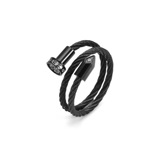 Black Pavé Pointe Cable  Adjustable Ring