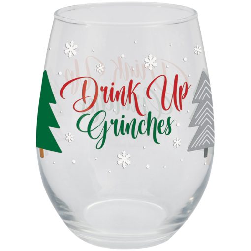 Drink Up Grinches 17 Oz Wine Glass
