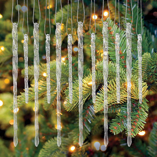 Clear Glass Icicles Set Of 24 Ornament