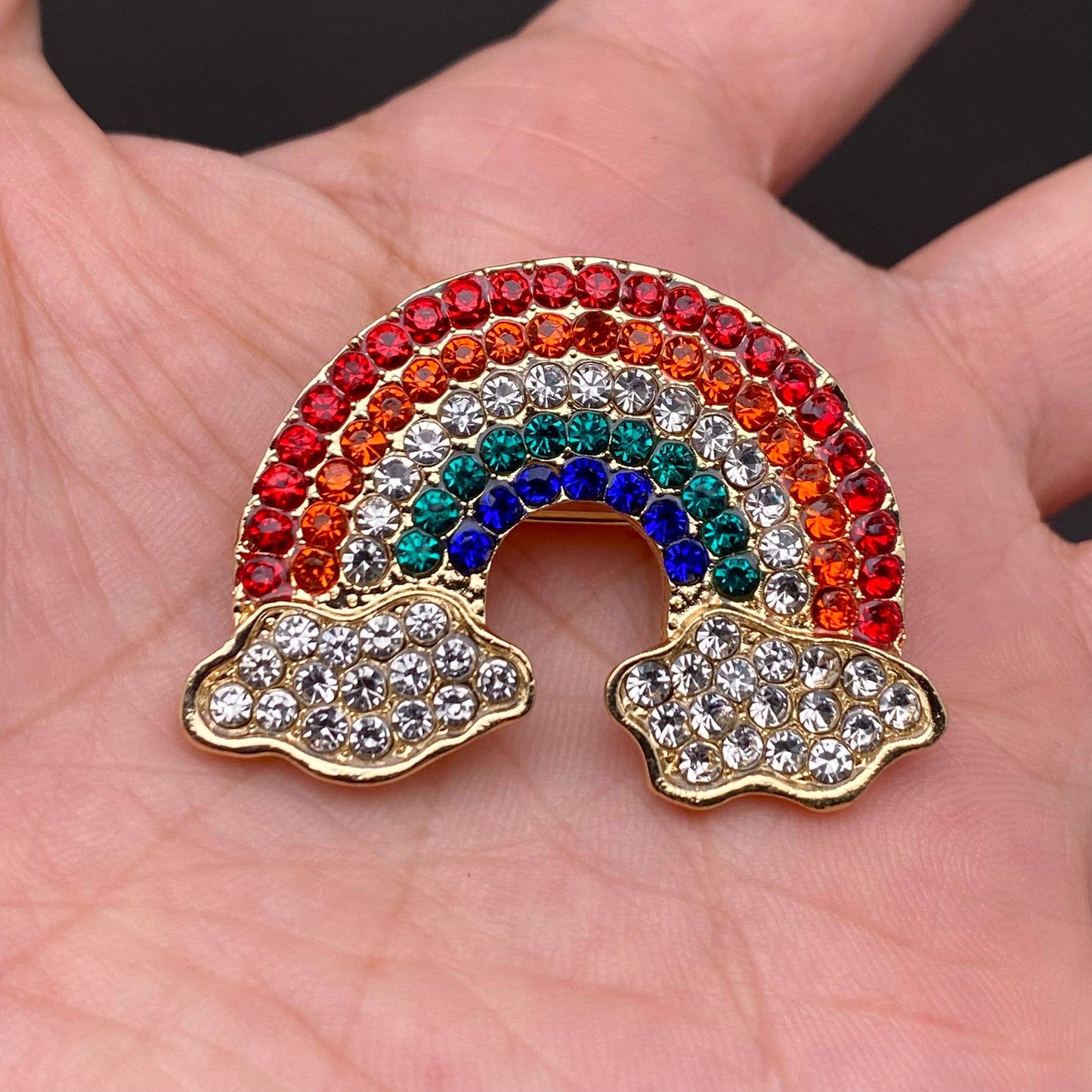 Rhinestone Rainbow Brooch