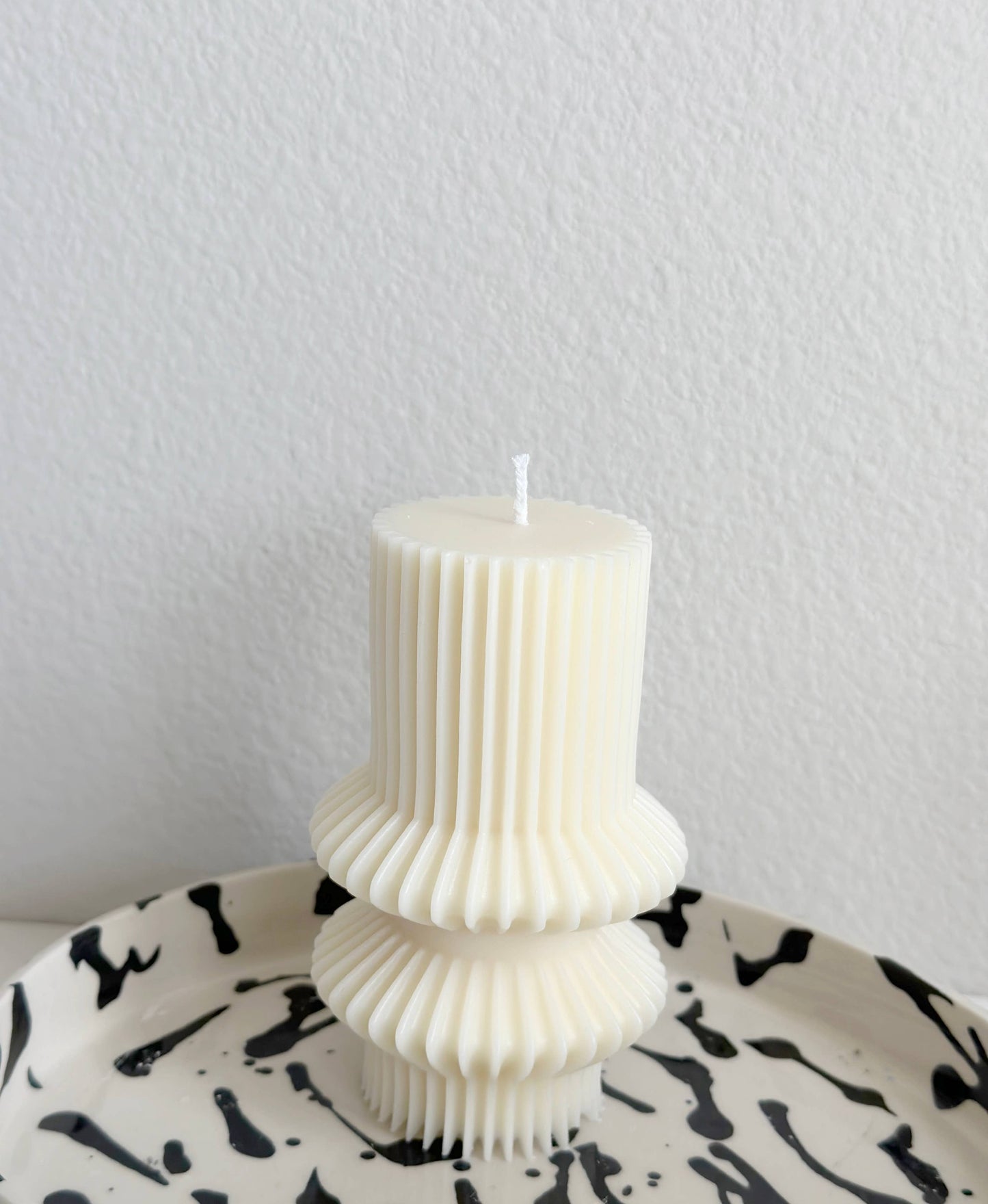 Striped Aesthetic Pillar Candle: Medium   - Clearance