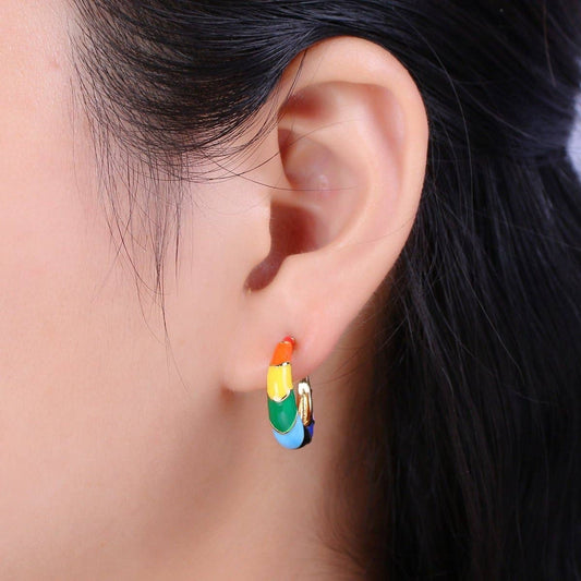 Gold Rainbow Hoop Earrings