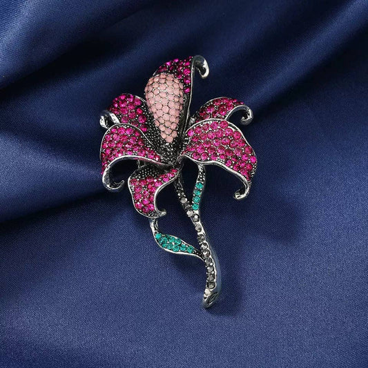 Flower Alloy Rhinestone Brooch