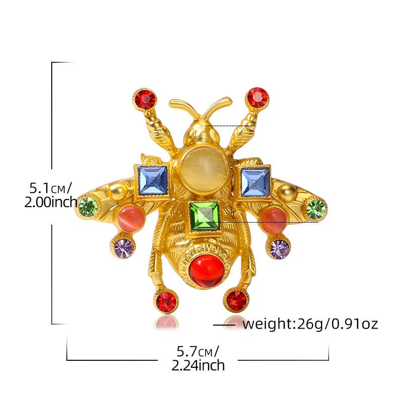 Baroque Rhinestone Bee Brooch Pin