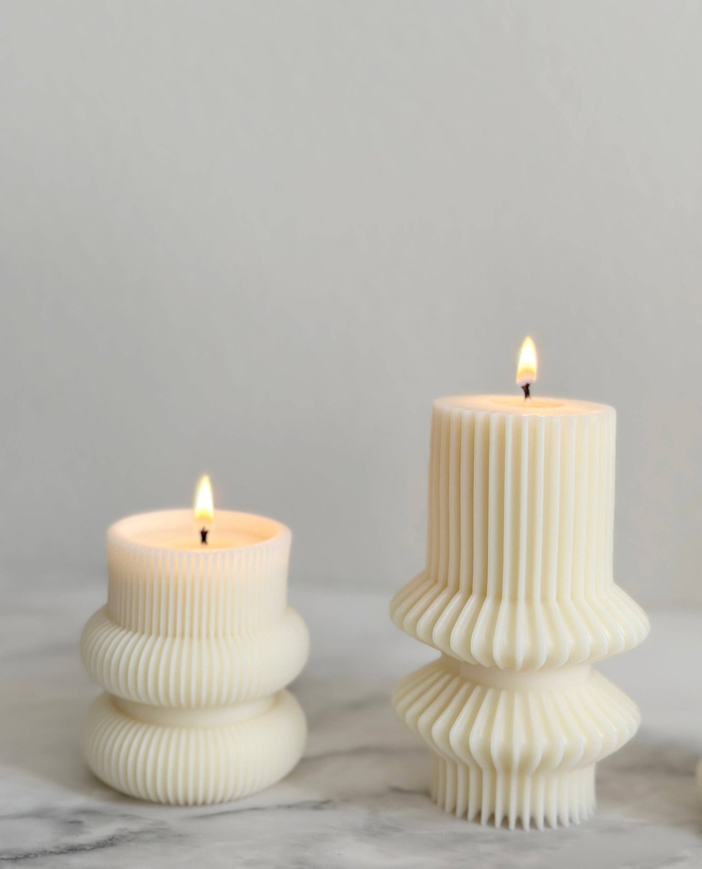 Striped Aesthetic Pillar Candle: Medium   - Clearance