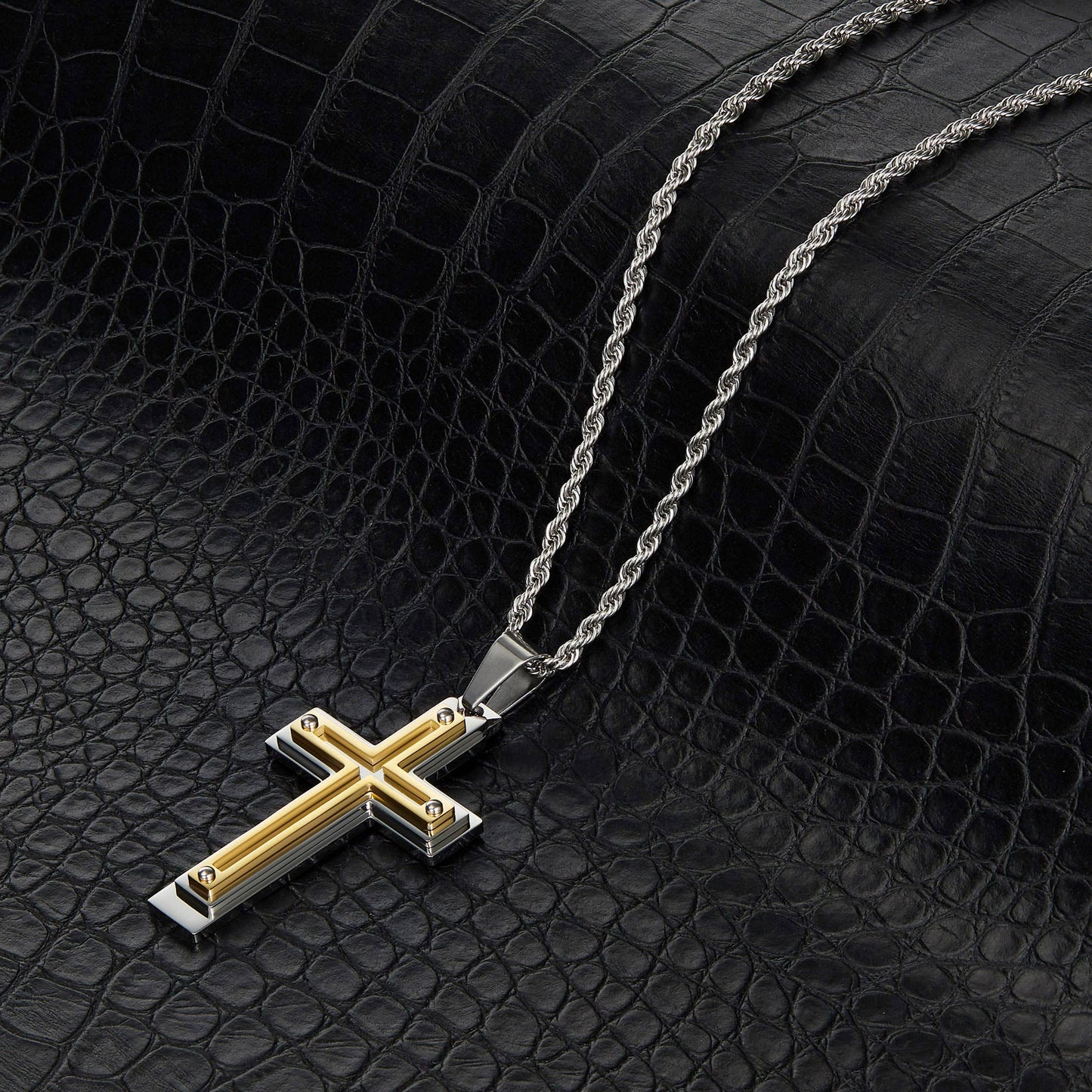 Invicta Jewelry Multi Layer Two Tone Cross Necklace - 24"
