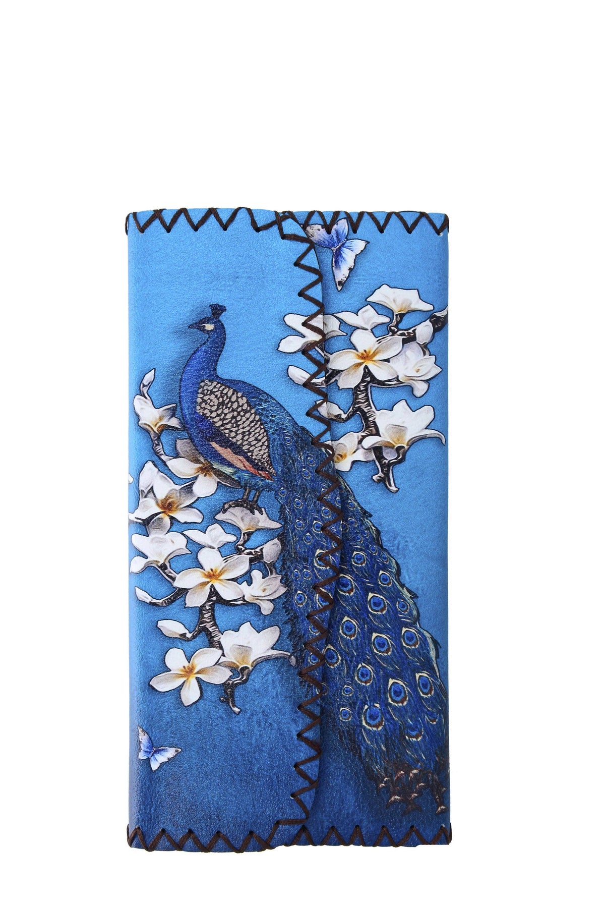 Peacock Print Hand Stitch Wallet