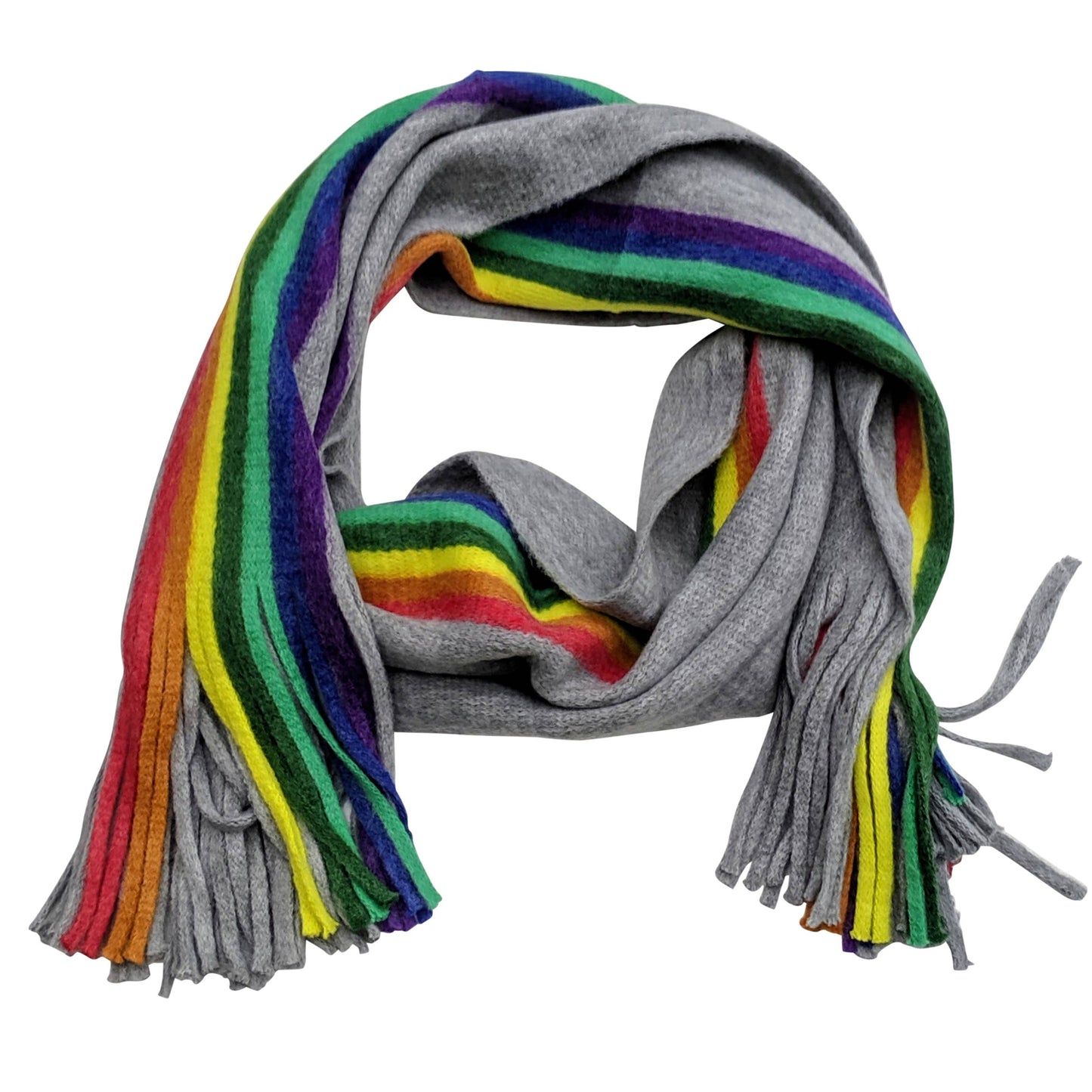 Soft Fringed Rainbow Scarf