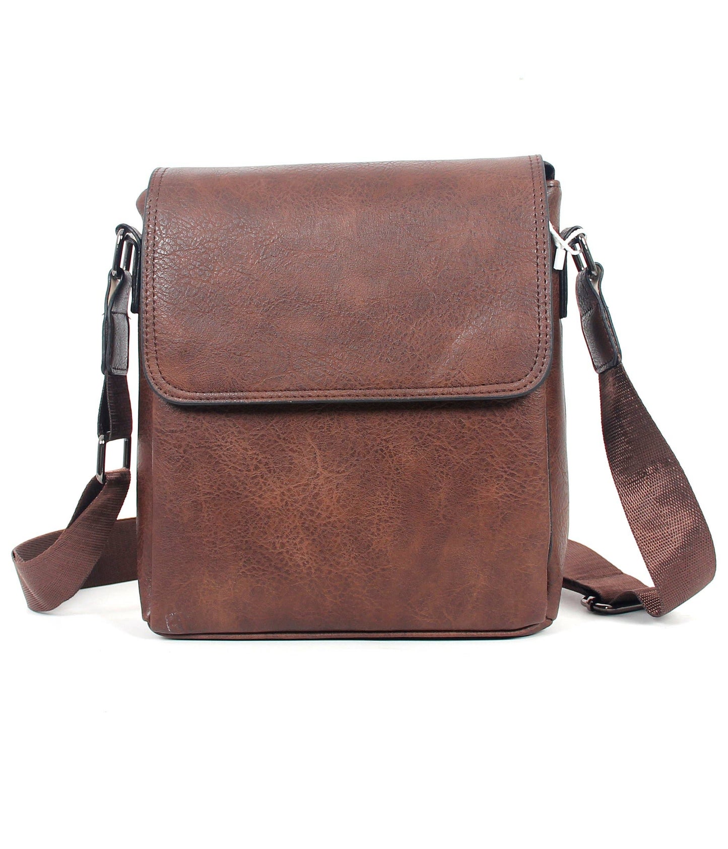 Vegan Leather Messenger Crossbody Bag